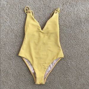 LA Hearts Yellow One Piece Swimsuit